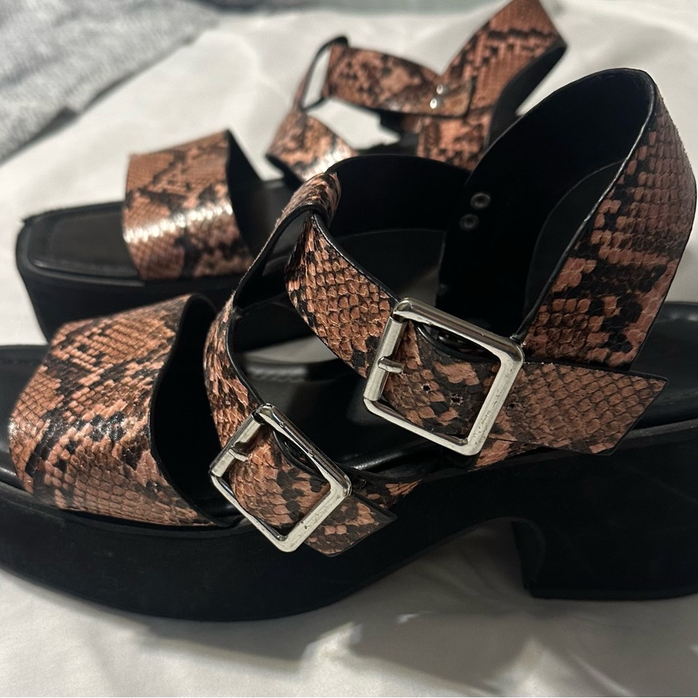 ASOS Snakeskin Buckle Platform Sandals
